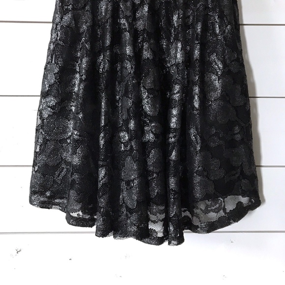 American Rag Black Silver Bow Metallic Lace Dress - Picture 5 of 8